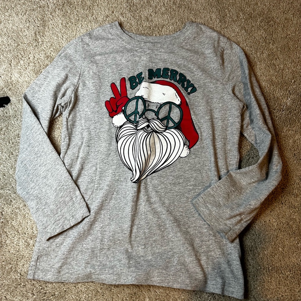 OshKosh B'gosh Gray Santa Long Sleeve Tee